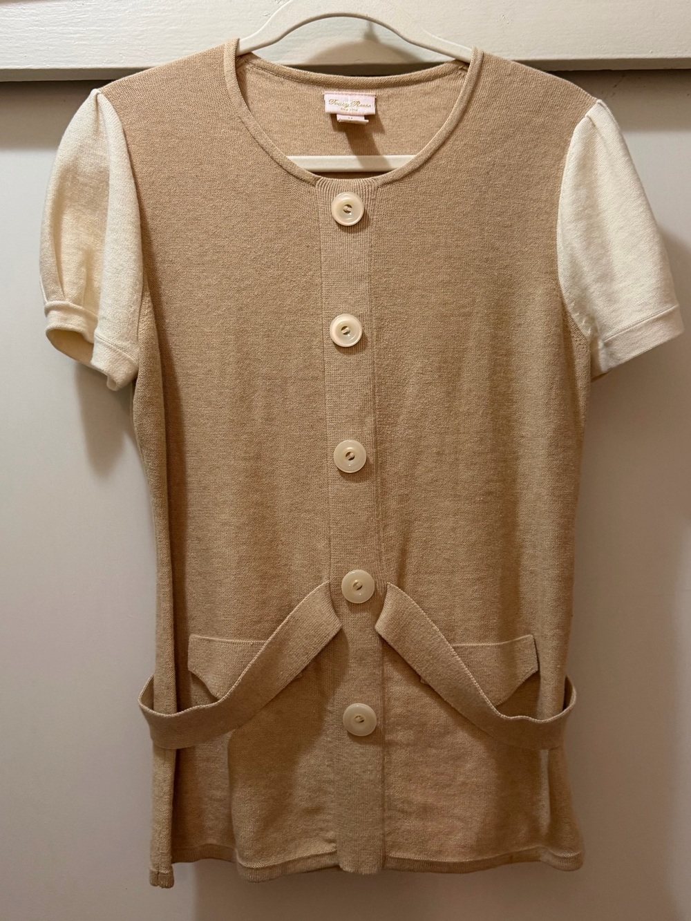 Tracy Reese New York Belted Short Sleeve Cashmere Blend Top